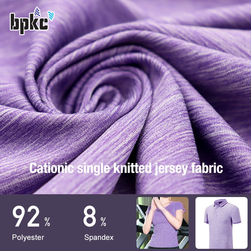 Multicolor cationic single knitted jersey fabric